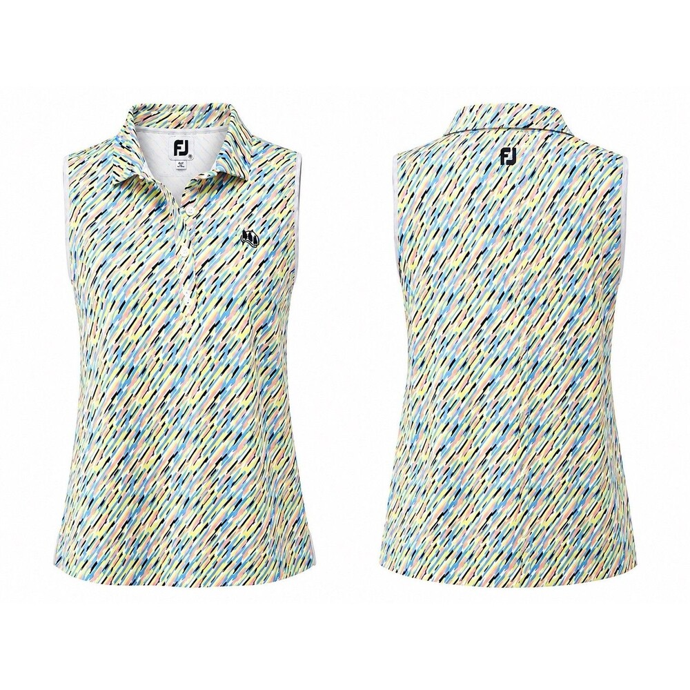 FootJoy Women’s Medium Sleeveless Golf Polo Multicolor Print Stretch FJ Logo